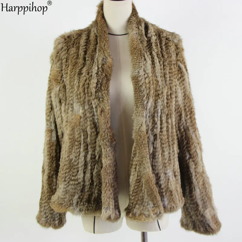 2021 Hot sale knitted rabbit fur jacket popuplar fashion fur jacket winter fur coat for women*harppihop
