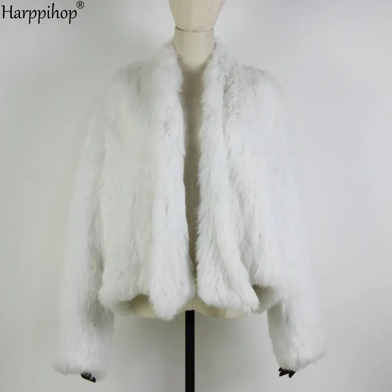 2021 Hot sale knitted rabbit fur jacket popuplar fashion fur jacket winter fur coat for women*harppihop