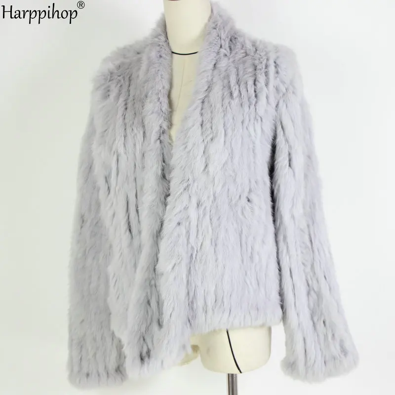 2021 Hot sale knitted rabbit fur jacket popuplar fashion fur jacket winter fur coat for women*harppihop