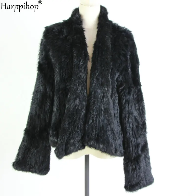 2021 Hot sale knitted rabbit fur jacket popuplar fashion fur jacket winter fur coat for women*harppihop