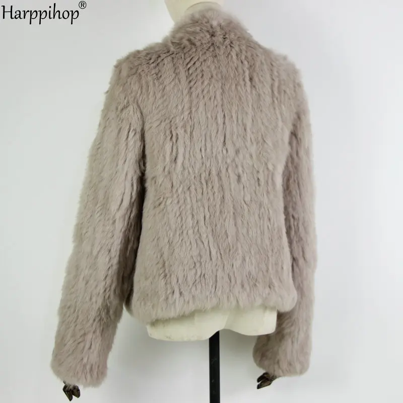 2021 Hot sale knitted rabbit fur jacket popuplar fashion fur jacket winter fur coat for women*harppihop