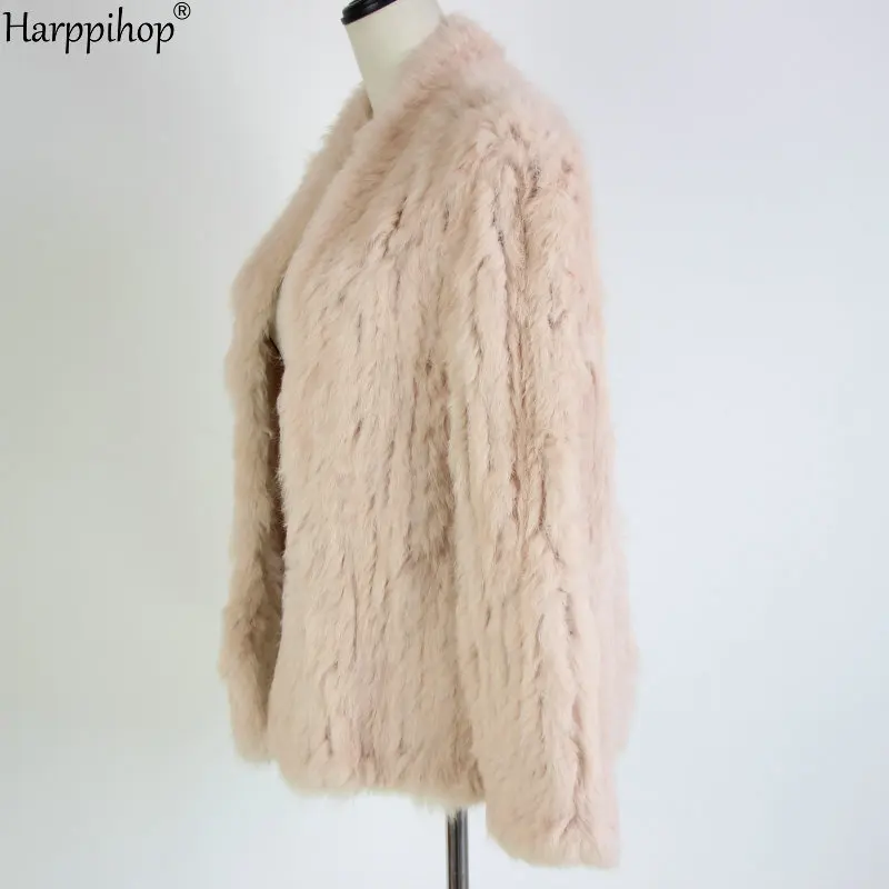 2021 Hot sale knitted rabbit fur jacket popuplar fashion fur jacket winter fur coat for women*harppihop
