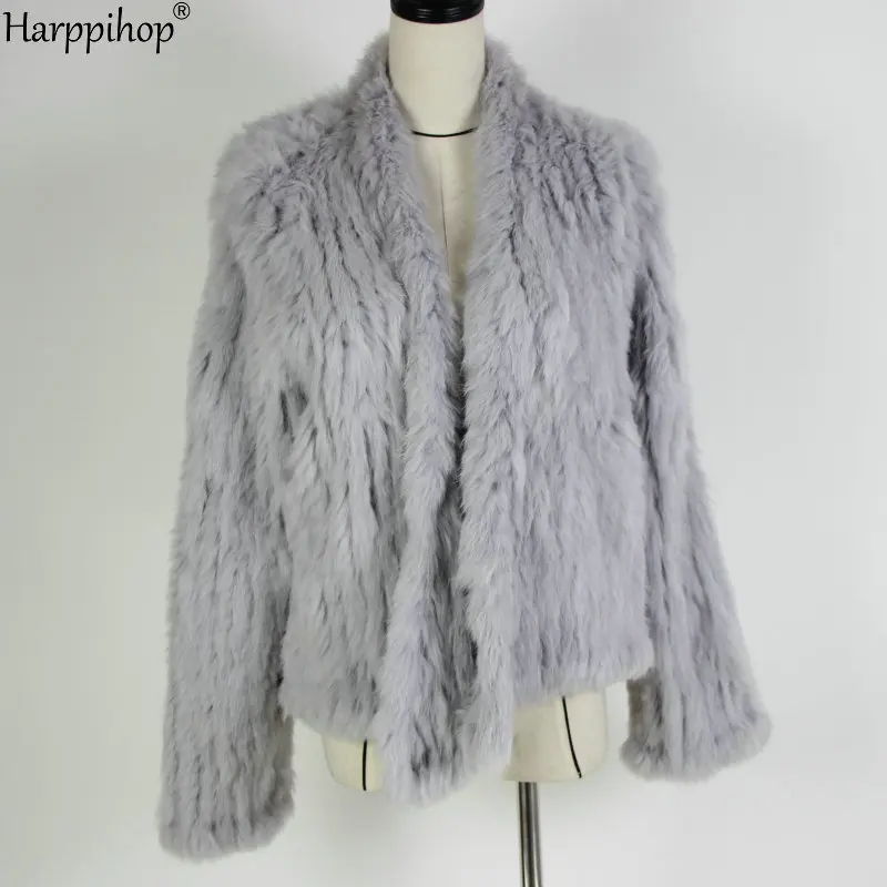 2021 Hot sale knitted rabbit fur jacket popuplar fashion fur jacket winter fur coat for women*harppihop