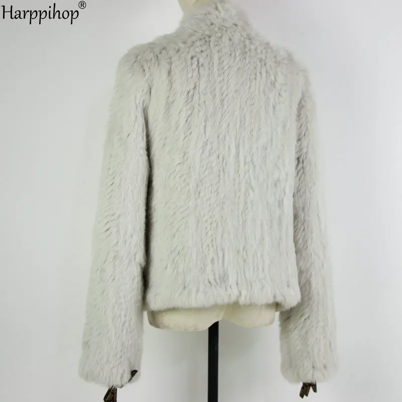 2021 Hot sale knitted rabbit fur jacket popuplar fashion fur jacket winter fur coat for women*harppihop