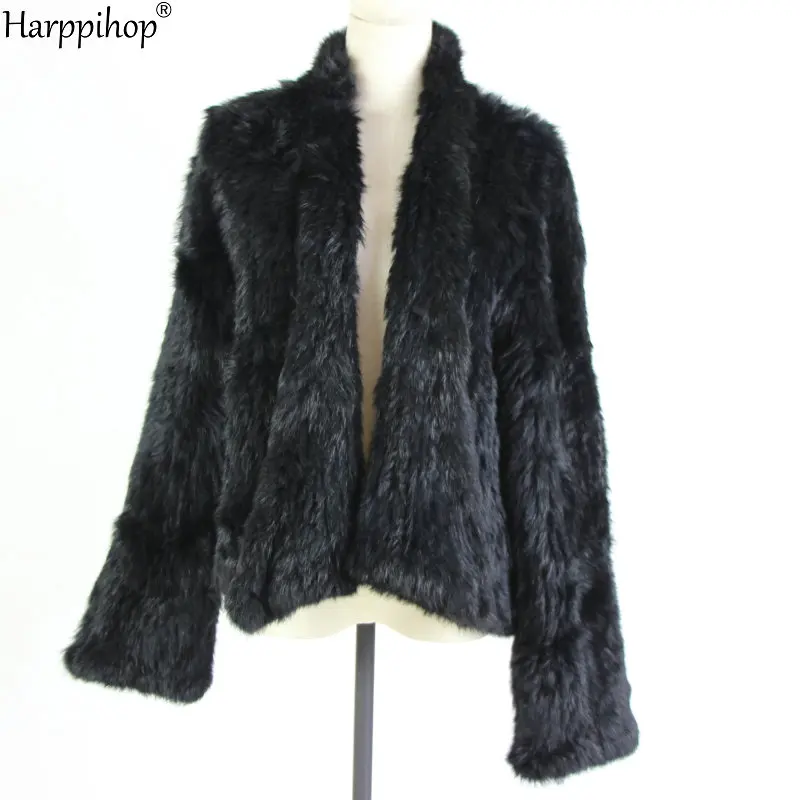 2021 Hot sale knitted rabbit fur jacket popuplar fashion fur jacket winter fur coat for women*harppihop