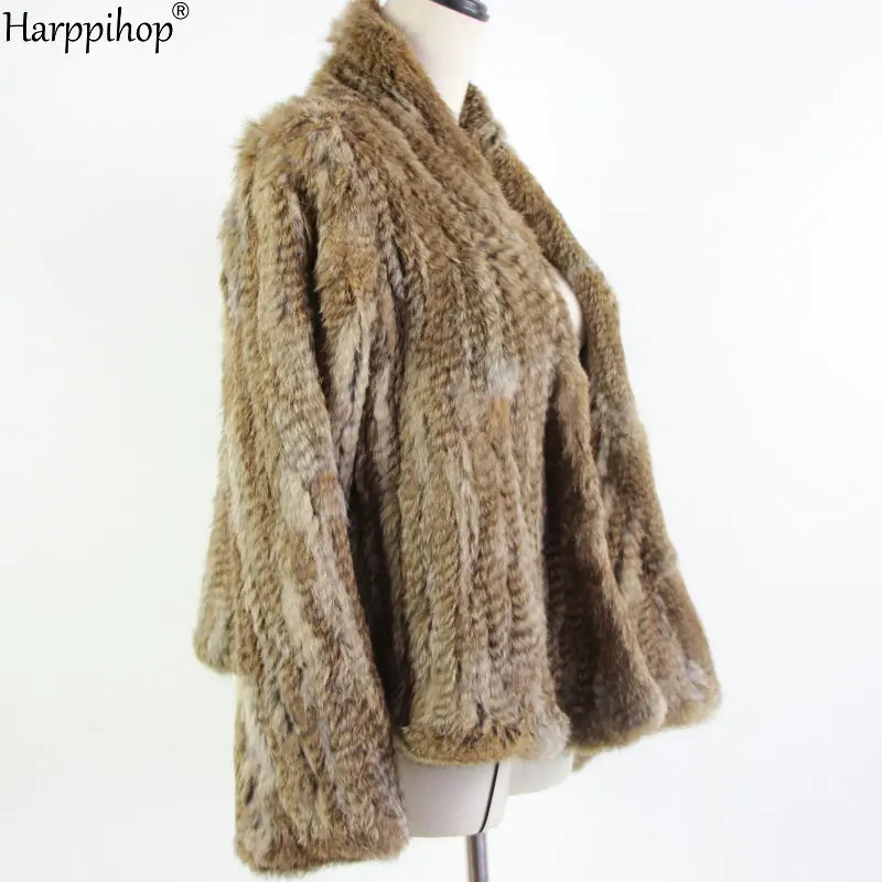 2021 Hot sale knitted rabbit fur jacket popuplar fashion fur jacket winter fur coat for women*harppihop