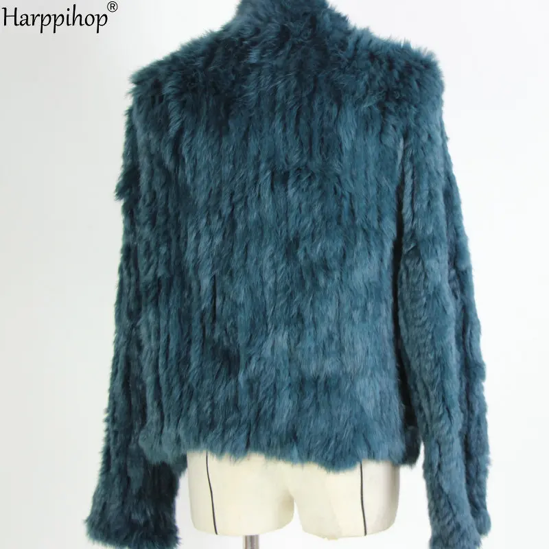 2021 Hot sale knitted rabbit fur jacket popuplar fashion fur jacket winter fur coat for women*harppihop