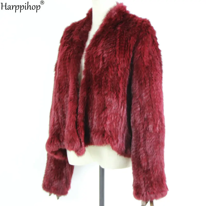 2021 Hot sale knitted rabbit fur jacket popuplar fashion fur jacket winter fur coat for women*harppihop