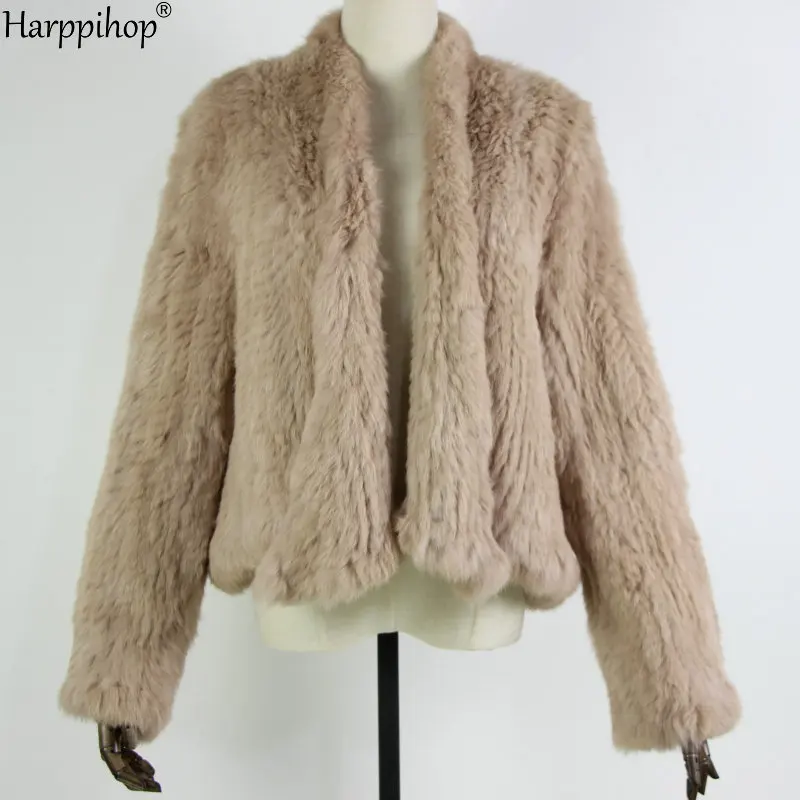 2021 Hot sale knitted rabbit fur jacket popuplar fashion fur jacket winter fur coat for women*harppihop