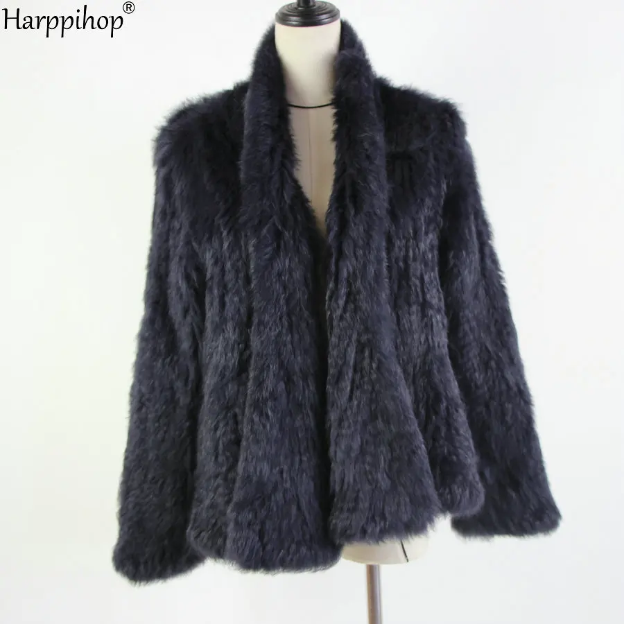 2021 Hot sale knitted rabbit fur jacket popuplar fashion fur jacket winter fur coat for women*harppihop