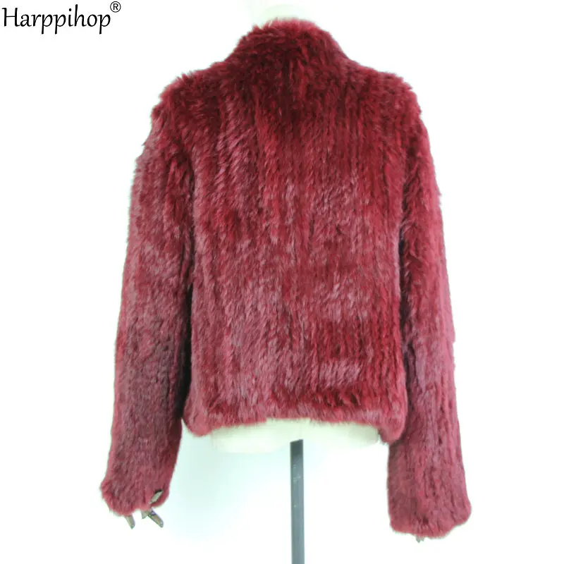 2021 Hot sale knitted rabbit fur jacket popuplar fashion fur jacket winter fur coat for women*harppihop