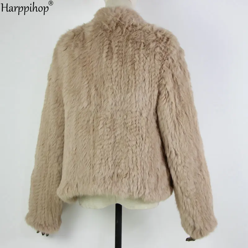 2021 Hot sale knitted rabbit fur jacket popuplar fashion fur jacket winter fur coat for women*harppihop