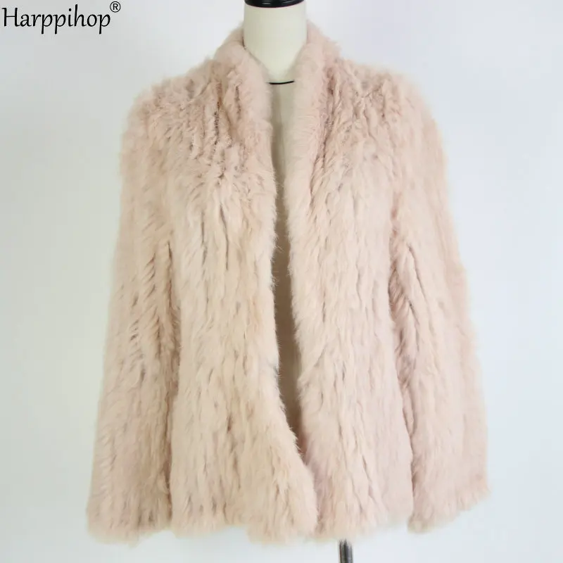 2021 Hot sale knitted rabbit fur jacket popuplar fashion fur jacket winter fur coat for women*harppihop