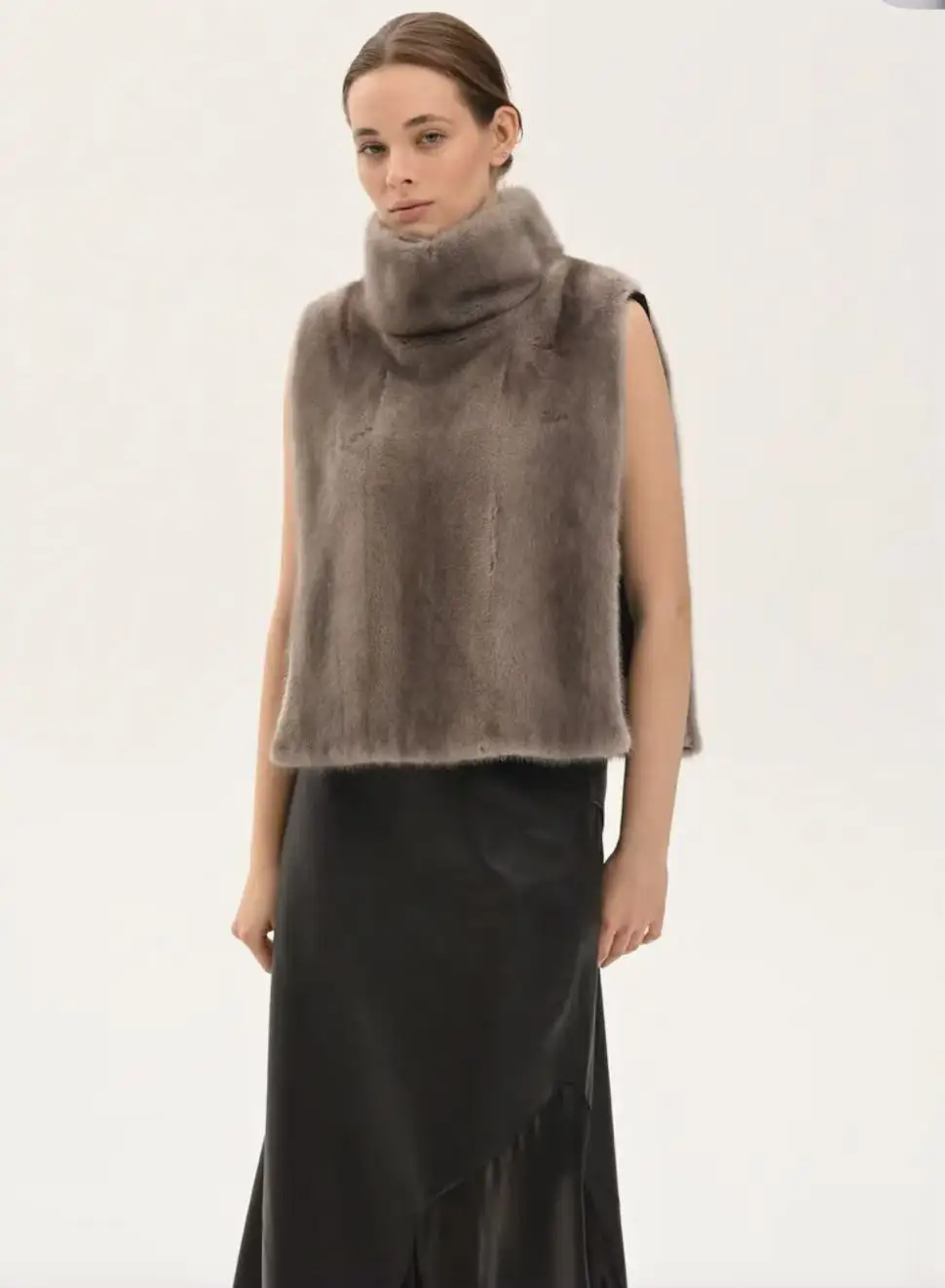2025 Women's New Mink Fur Shawl Genuine Mink Fur Vest