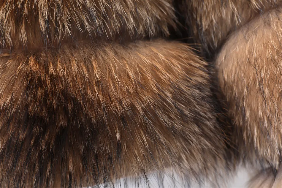 2026 Maomaokong Real Fur Coat Women Natural Raccoon Fur Jacket Female Winter Warm Fox Fur Coat High Quality Long Sleeve With Hat