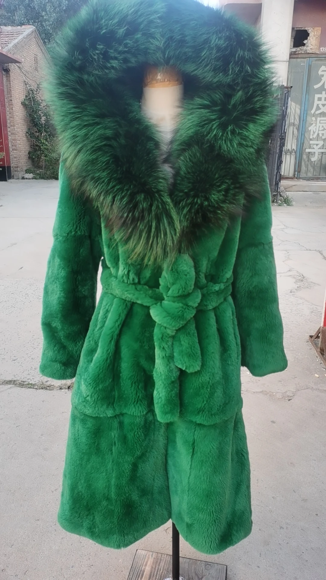 FURTJY Natural Fur Real Fur Coat Lexus Natural Rabbit Fur Coat Woman Fox Fur Collar Thick Warm Overcoat Luxury Outerwear