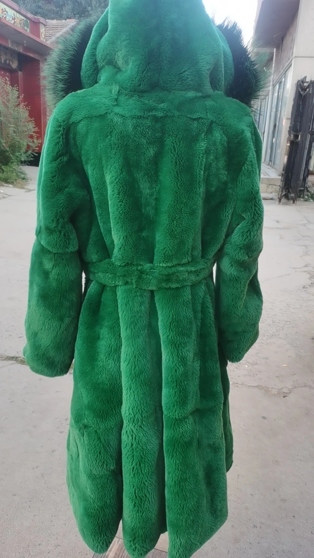FURTJY Natural Fur Real Fur Coat Lexus Natural Rabbit Fur Coat Woman Fox Fur Collar Thick Warm Overcoat Luxury Outerwear