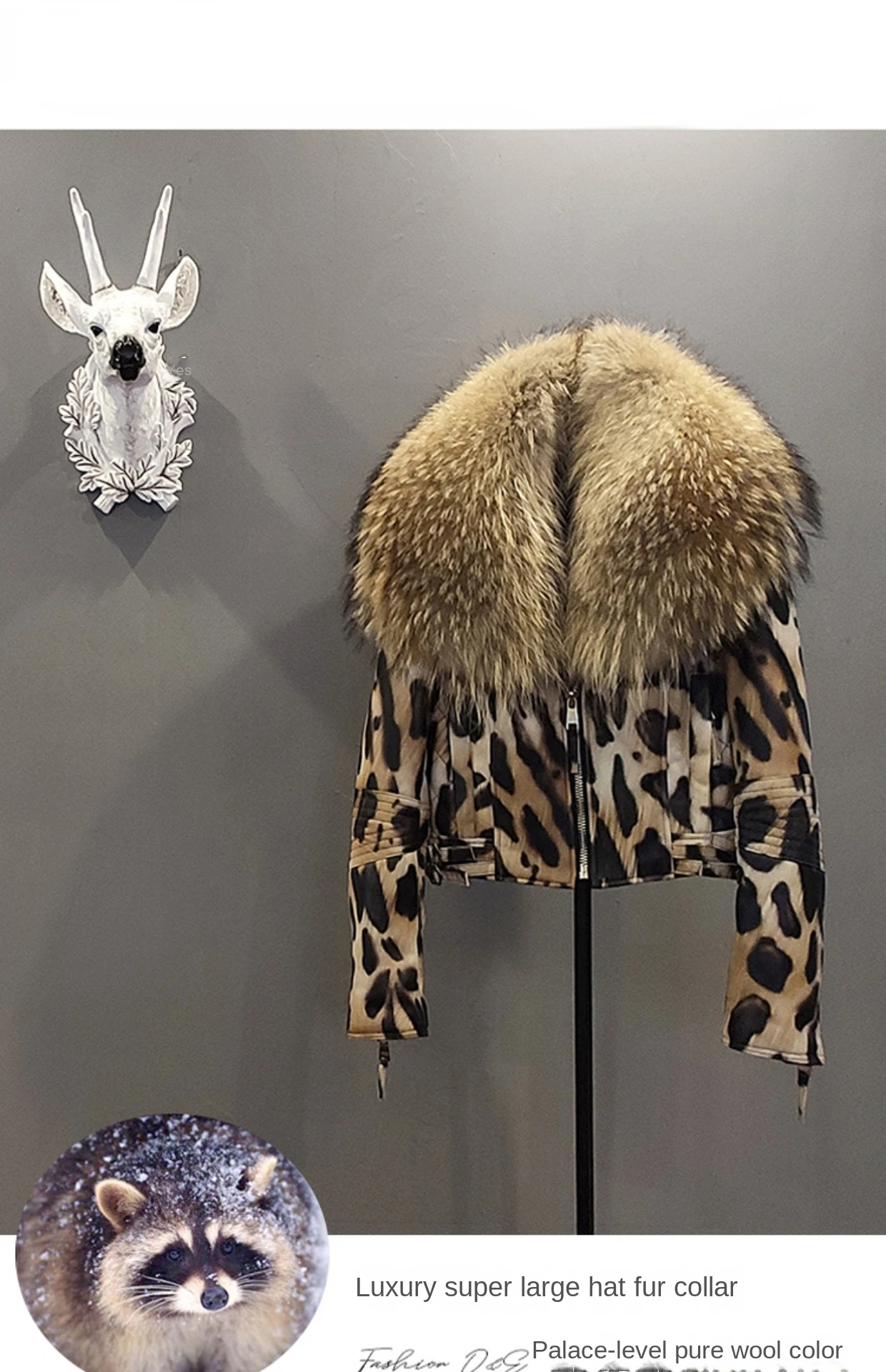 OFTBUY 2025 Luxury Winter Women Genuine Leather Short Brand Women Sheepskin Leopard Print Motorcycle Jacket Big Fur Collar Slim