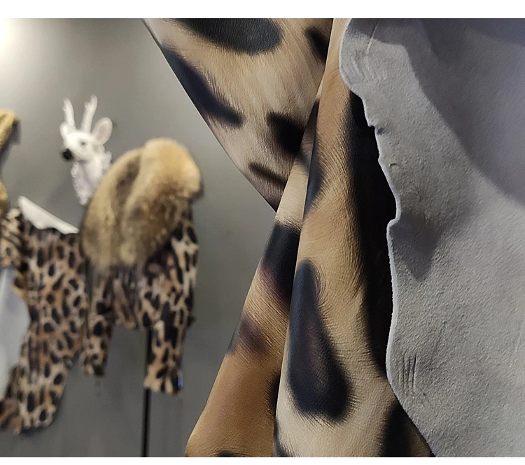 OFTBUY 2025 Luxury Winter Women Genuine Leather Short Brand Women Sheepskin Leopard Print Motorcycle Jacket Big Fur Collar Slim