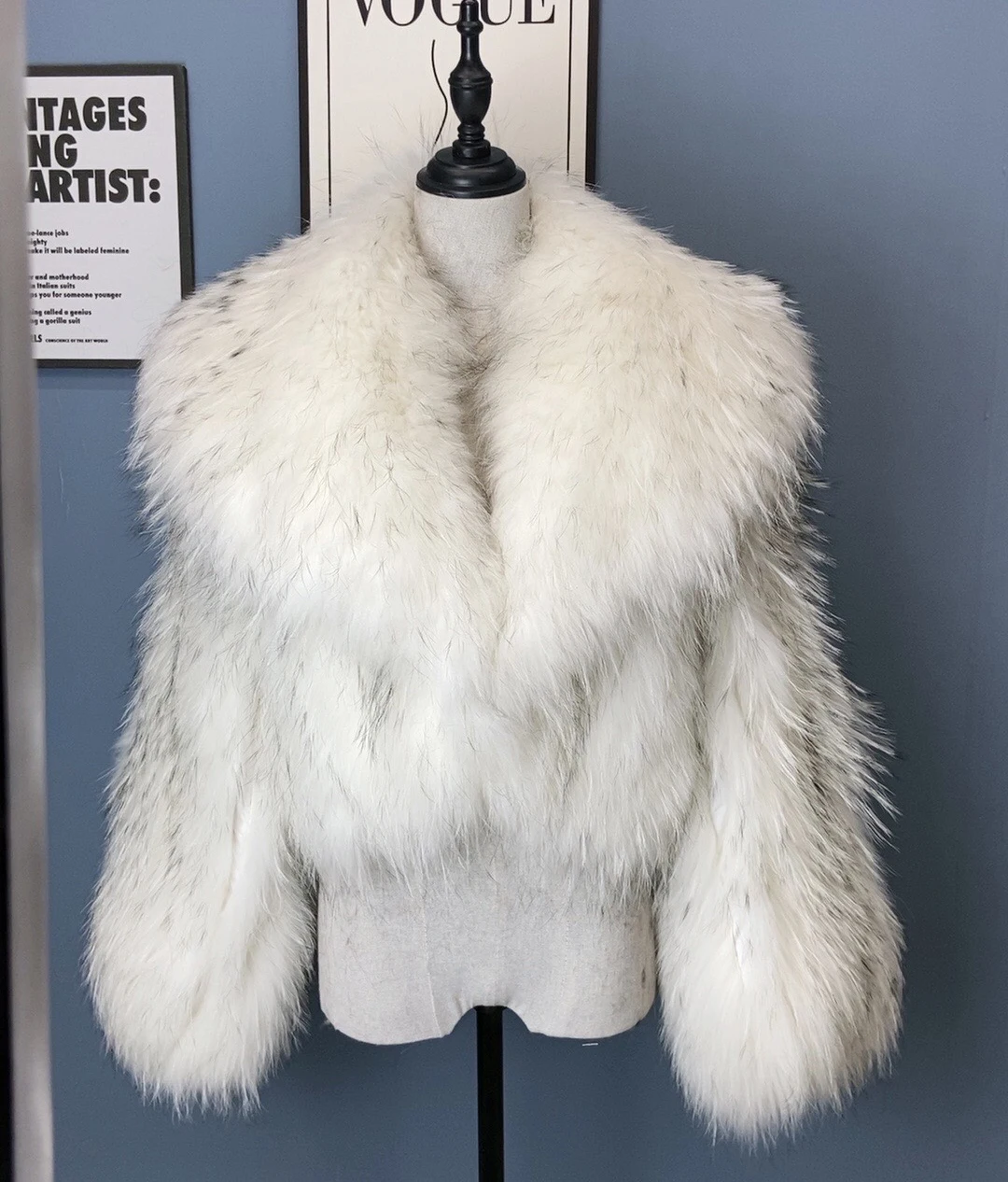 Women's Winter Korean Fashion Short Slim Fit Real Raccoon Fur Jacket Large Lapel Sexy Office Lady Style 2025
