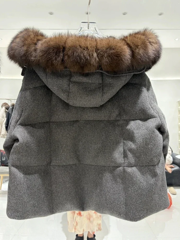 OFTBUY Warm Big Natural Fur Collar Hooded Coat Women New Winter Short Puffer Clothing Fashion Jacket with Fur for Female