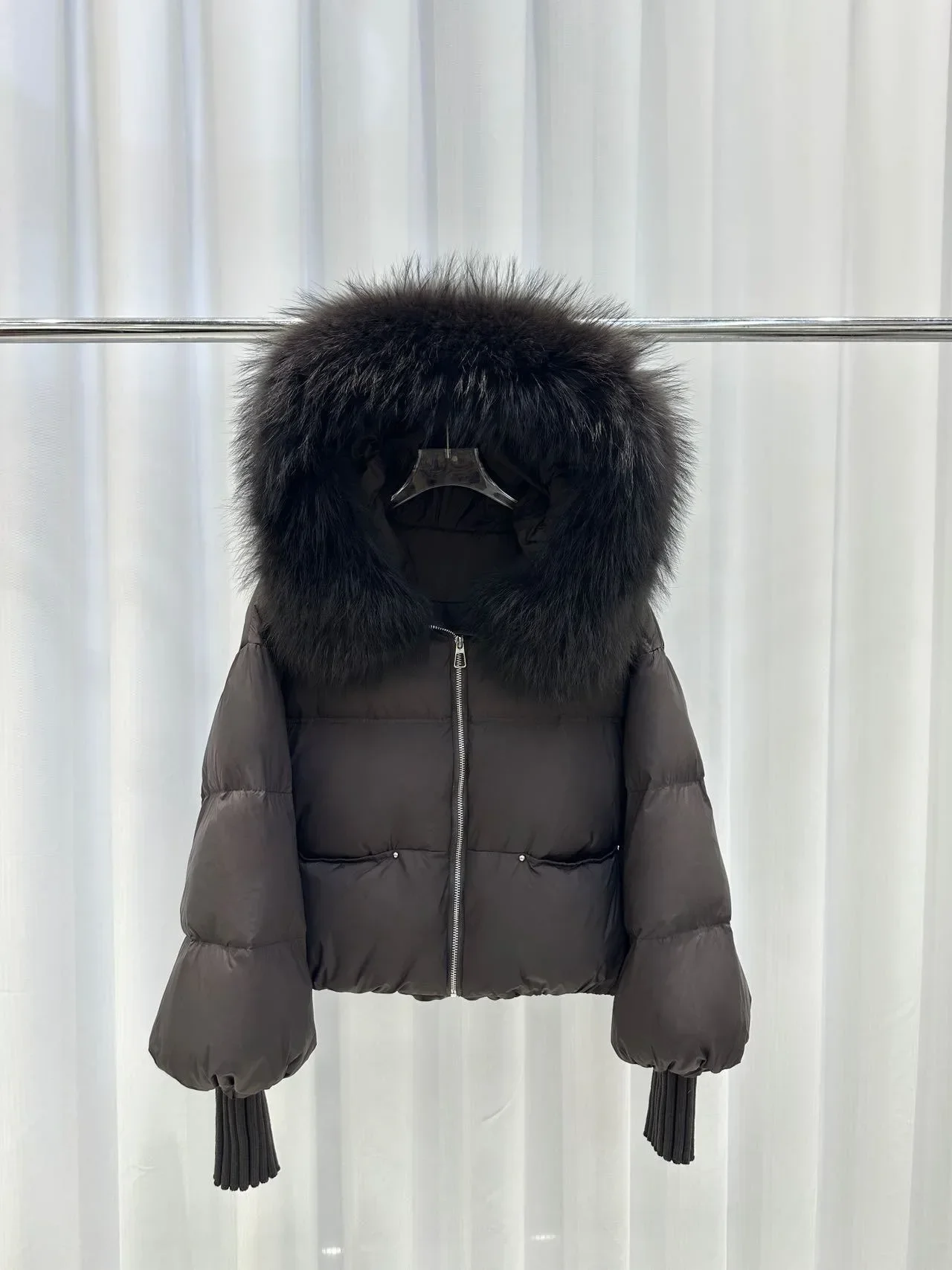 OFTBUY Women Hooded Real Rccoon Fur Duck Down Parkas Fashion Zipper Pocket Thick Short Puffer Coat Jacket with Fur for Female