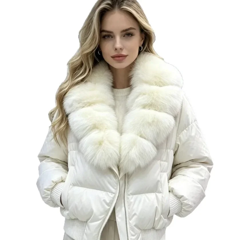 OFTBUY Winter Hooded Coat Women Duck Down Parkas Fox Fur Collar Thick Fashion Jacket with Fur for Women Luxury Short Outerwear