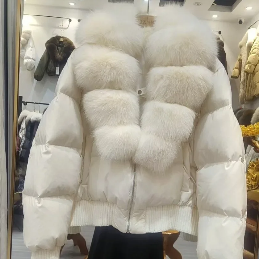 OFTBUY Winter Hooded Coat Women Duck Down Parkas Fox Fur Collar Thick Fashion Jacket with Fur for Women Luxury Short Outerwear