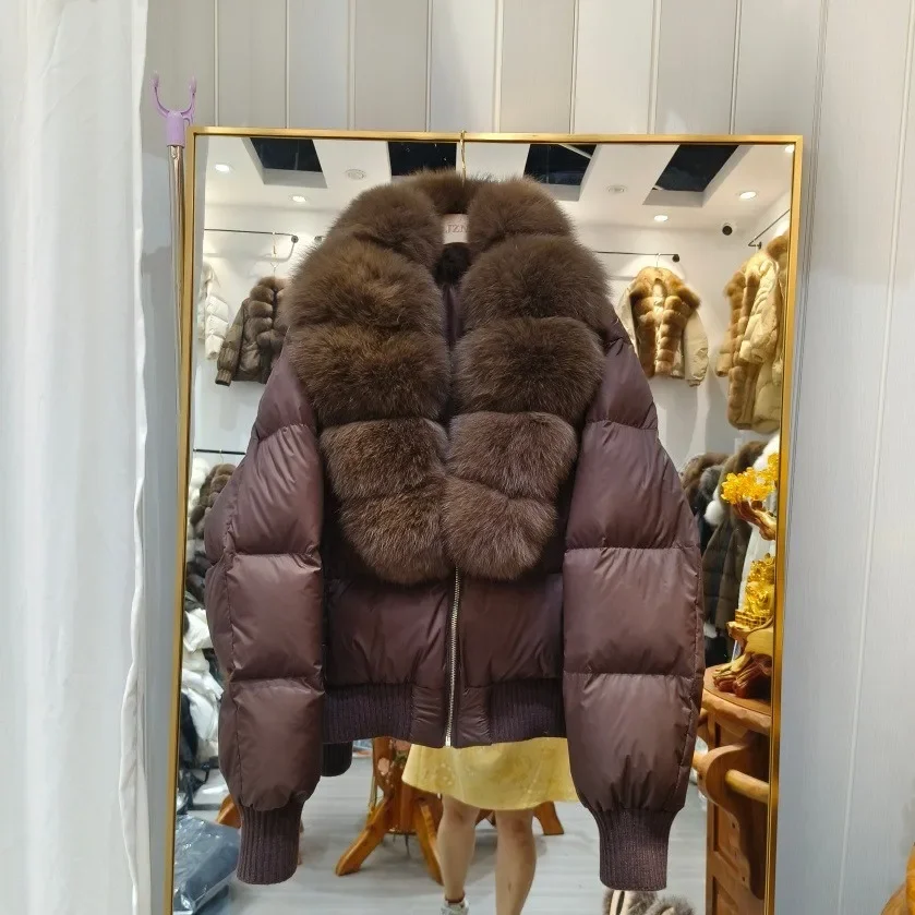OFTBUY Winter Hooded Coat Women Duck Down Parkas Fox Fur Collar Thick Fashion Jacket with Fur for Women Luxury Short Outerwear
