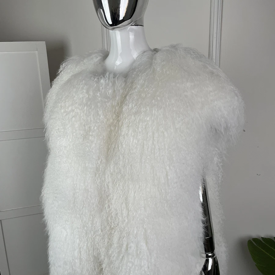 Women's Lamb Fur Vest Real Sheepskin Vest Mongolia Sheep Fur Vests Female Winter Clothing Fashion New Arrivals