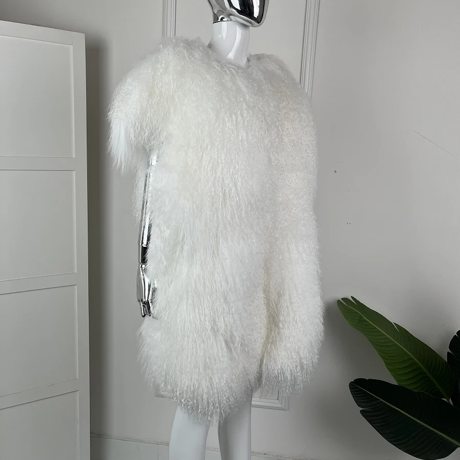 Women's Lamb Fur Vest Real Sheepskin Vest Mongolia Sheep Fur Vests Female Winter Clothing Fashion New Arrivals