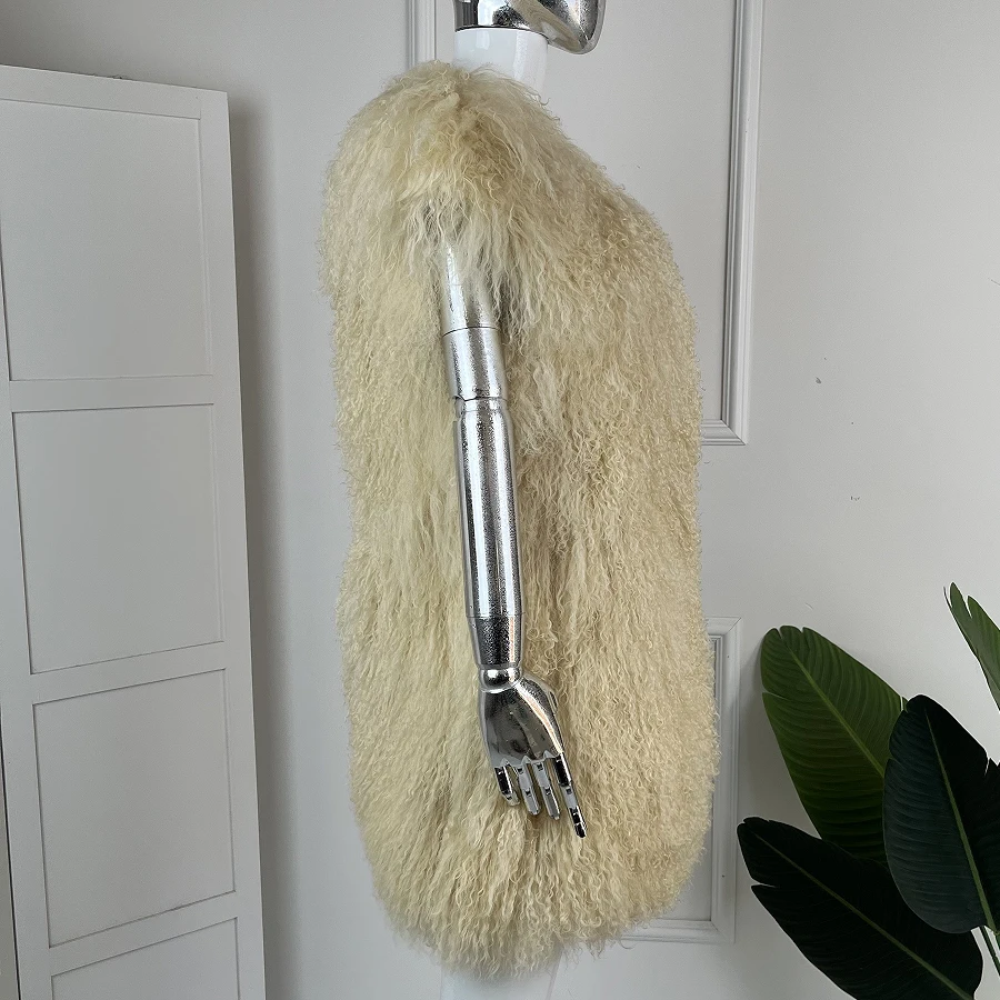 Women's Lamb Fur Vest Real Sheepskin Vest Mongolia Sheep Fur Vests Female Winter Clothing Fashion New Arrivals