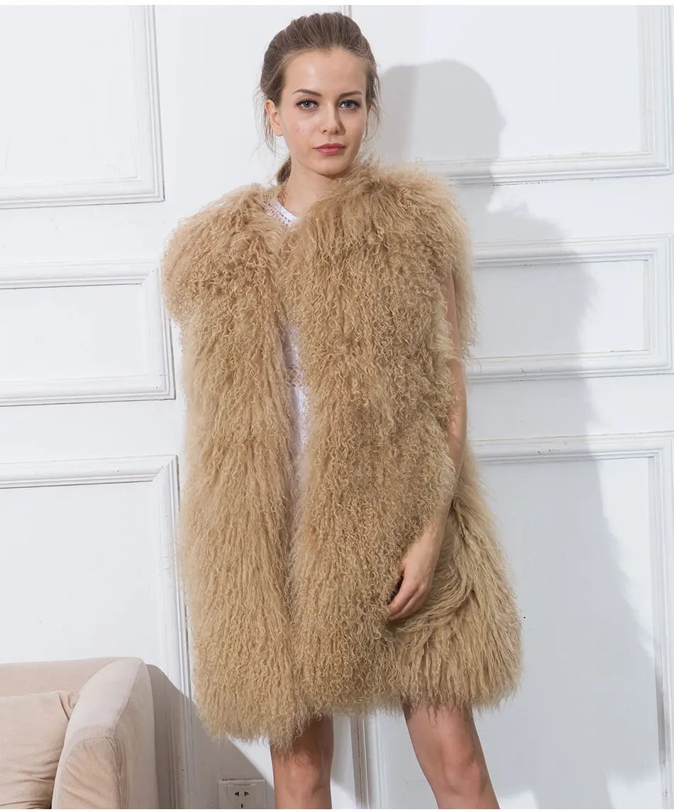 Women's Lamb Fur Vest Real Sheepskin Vest Mongolia Sheep Fur Vests Female Winter Clothing Fashion New Arrivals