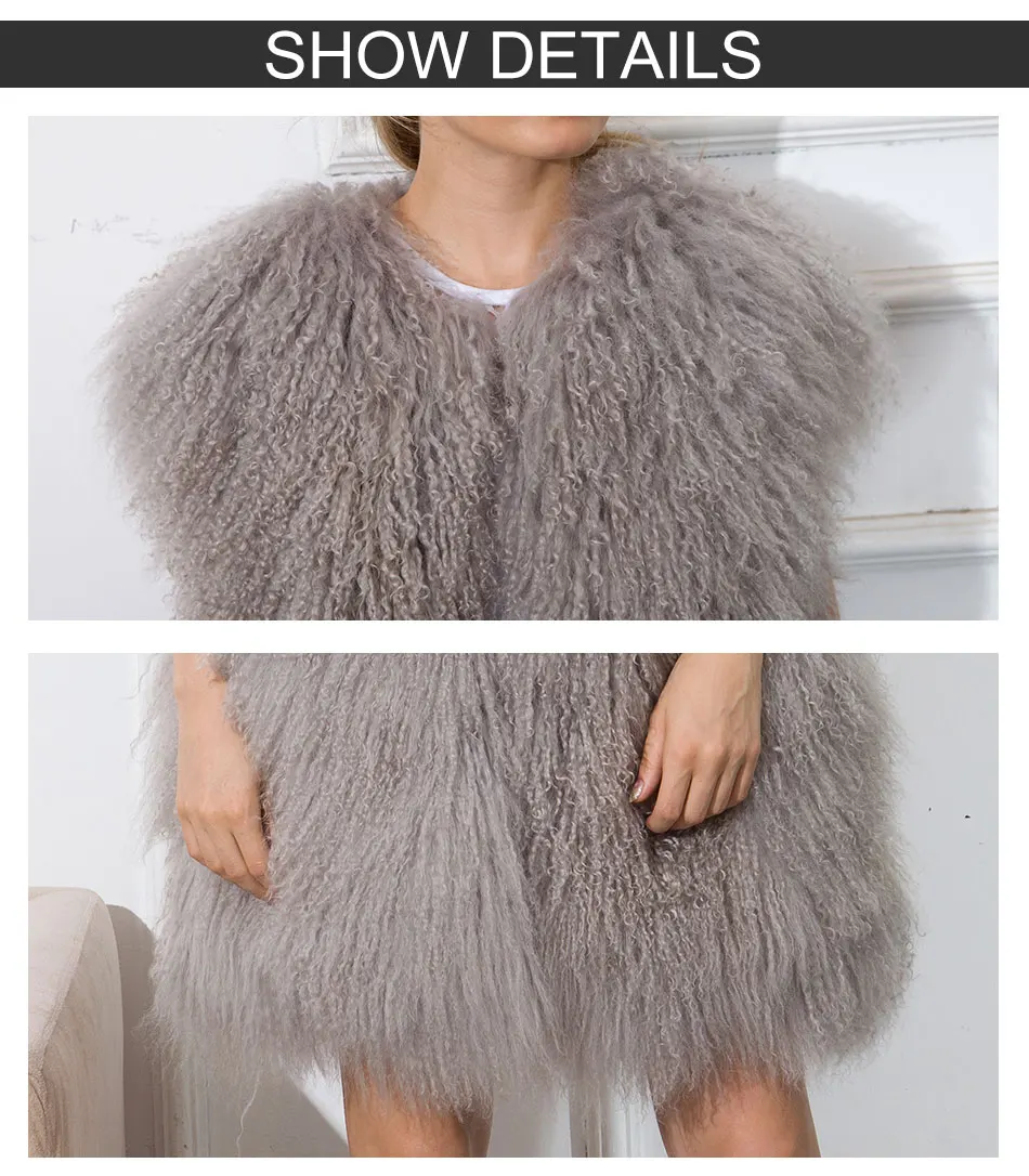 Women's Lamb Fur Vest Real Sheepskin Vest Mongolia Sheep Fur Vests Female Winter Clothing Fashion New Arrivals