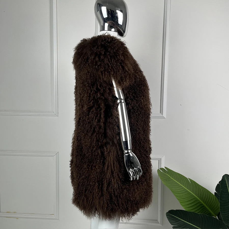 Women's Lamb Fur Vest Real Sheepskin Vest Mongolia Sheep Fur Vests Female Winter Clothing Fashion New Arrivals