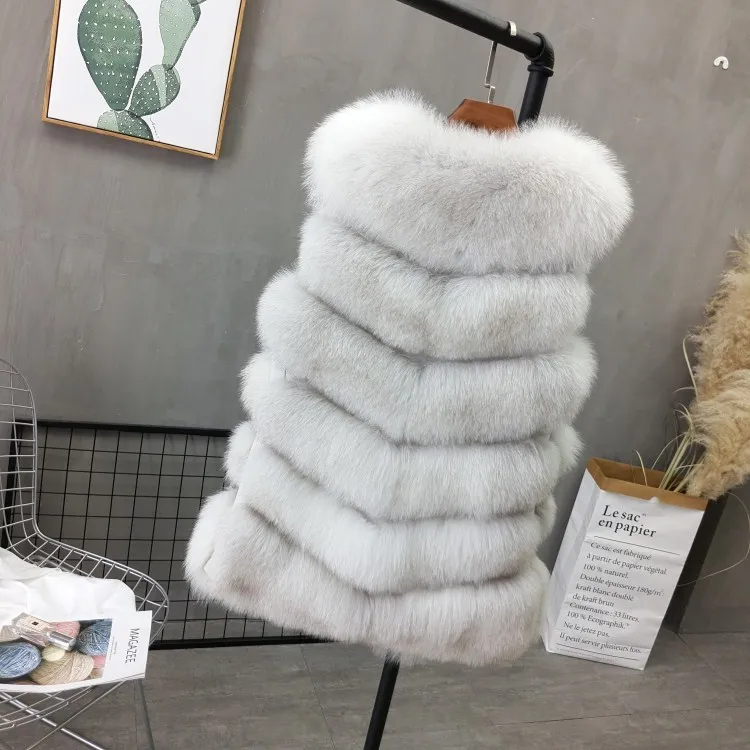 Women Natural Real Fox Fur Vest Autumn Winter Ladies 6 Strips Gilet Sleeveless Genuine Fur Coat Female Real Fur Vest Waistcoat