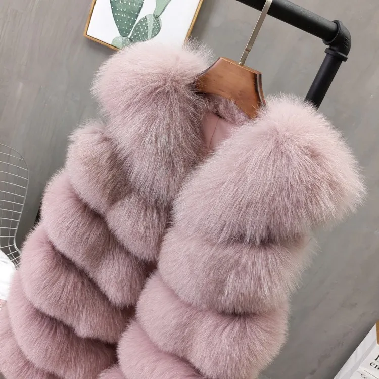 Women Natural Real Fox Fur Vest Autumn Winter Ladies 6 Strips Gilet Sleeveless Genuine Fur Coat Female Real Fur Vest Waistcoat
