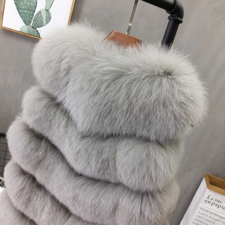 Women Natural Real Fox Fur Vest Autumn Winter Ladies 6 Strips Gilet Sleeveless Genuine Fur Coat Female Real Fur Vest Waistcoat