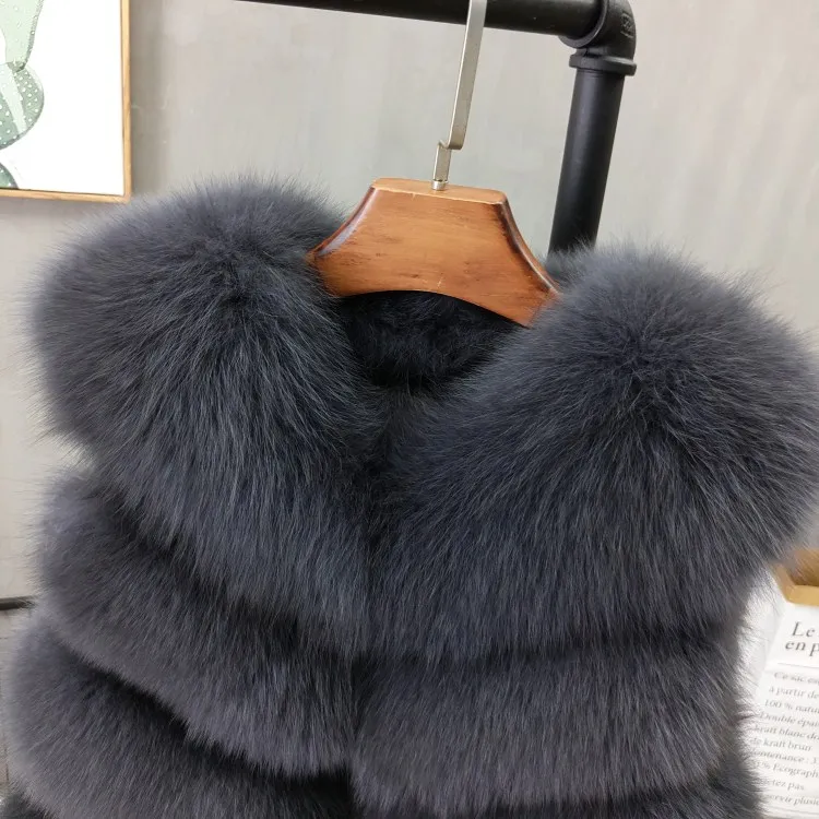 Women Natural Real Fox Fur Vest Autumn Winter Ladies 6 Strips Gilet Sleeveless Genuine Fur Coat Female Real Fur Vest Waistcoat