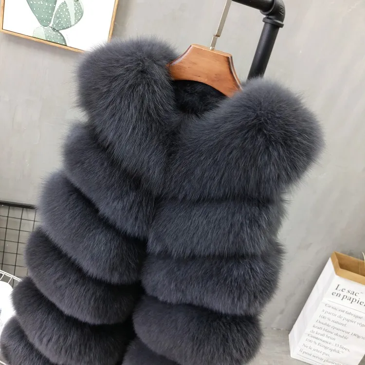 Women Natural Real Fox Fur Vest Autumn Winter Ladies 6 Strips Gilet Sleeveless Genuine Fur Coat Female Real Fur Vest Waistcoat