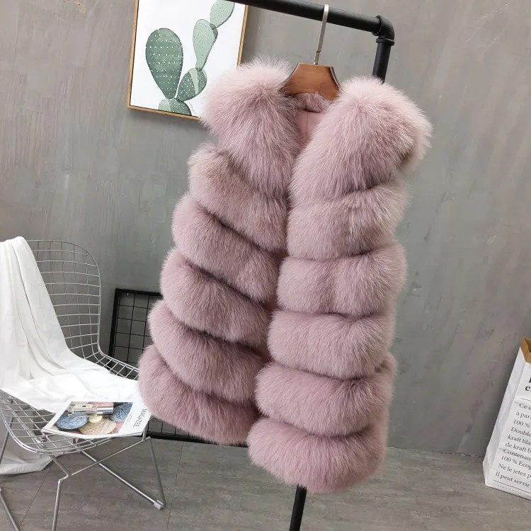 Women Natural Real Fox Fur Vest Autumn Winter Ladies 6 Strips Gilet Sleeveless Genuine Fur Coat Female Real Fur Vest Waistcoat