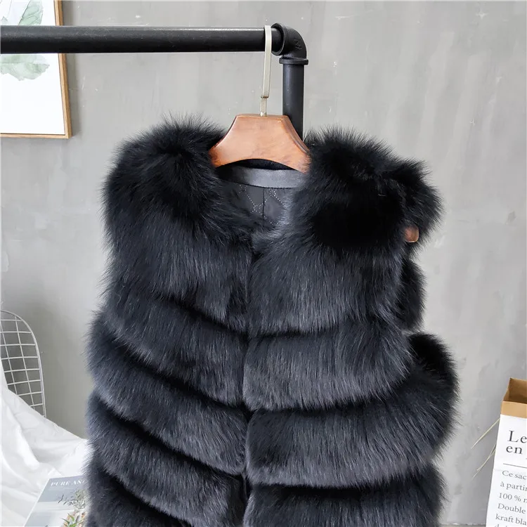 Women Natural Real Fox Fur Vest Autumn Winter Ladies 6 Strips Gilet Sleeveless Genuine Fur Coat Female Real Fur Vest Waistcoat