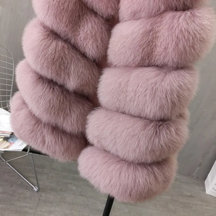 Women Natural Real Fox Fur Vest Autumn Winter Ladies 6 Strips Gilet Sleeveless Genuine Fur Coat Female Real Fur Vest Waistcoat