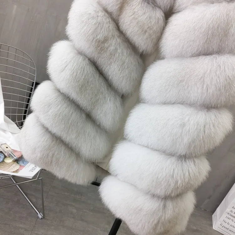 Women Natural Real Fox Fur Vest Autumn Winter Ladies 6 Strips Gilet Sleeveless Genuine Fur Coat Female Real Fur Vest Waistcoat