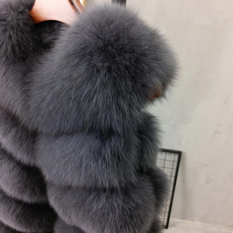 Women Natural Real Fox Fur Vest Autumn Winter Ladies 6 Strips Gilet Sleeveless Genuine Fur Coat Female Real Fur Vest Waistcoat