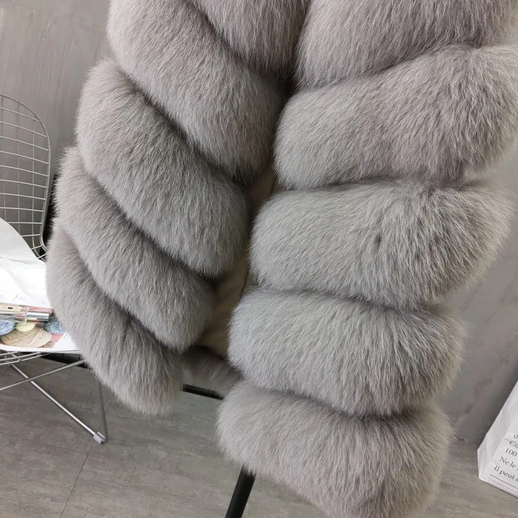 Women Natural Real Fox Fur Vest Autumn Winter Ladies 6 Strips Gilet Sleeveless Genuine Fur Coat Female Real Fur Vest Waistcoat
