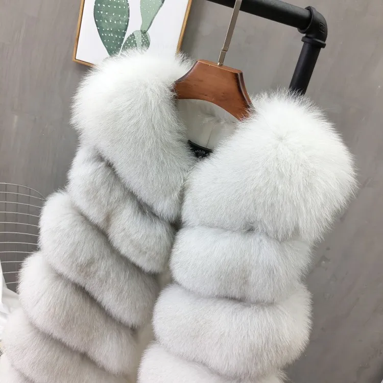 Women Natural Real Fox Fur Vest Autumn Winter Ladies 6 Strips Gilet Sleeveless Genuine Fur Coat Female Real Fur Vest Waistcoat