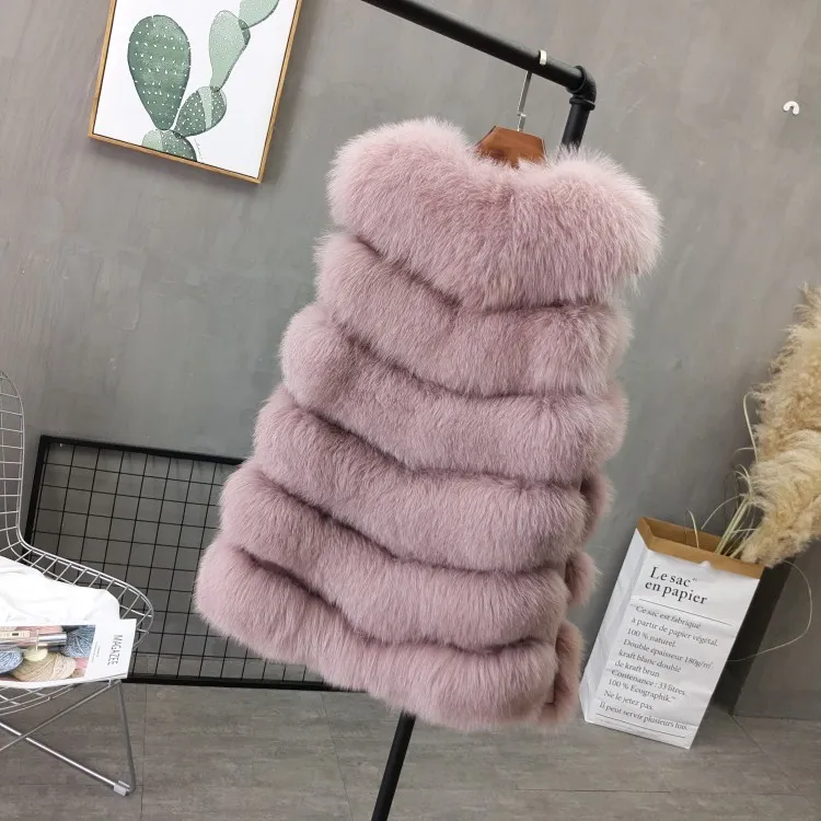 Women Natural Real Fox Fur Vest Autumn Winter Ladies 6 Strips Gilet Sleeveless Genuine Fur Coat Female Real Fur Vest Waistcoat