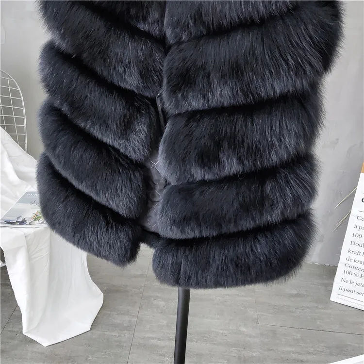 Women Natural Real Fox Fur Vest Autumn Winter Ladies 6 Strips Gilet Sleeveless Genuine Fur Coat Female Real Fur Vest Waistcoat