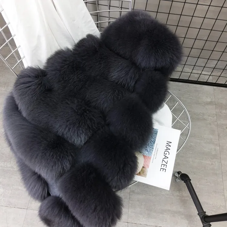 Women Natural Real Fox Fur Vest Autumn Winter Ladies 6 Strips Gilet Sleeveless Genuine Fur Coat Female Real Fur Vest Waistcoat